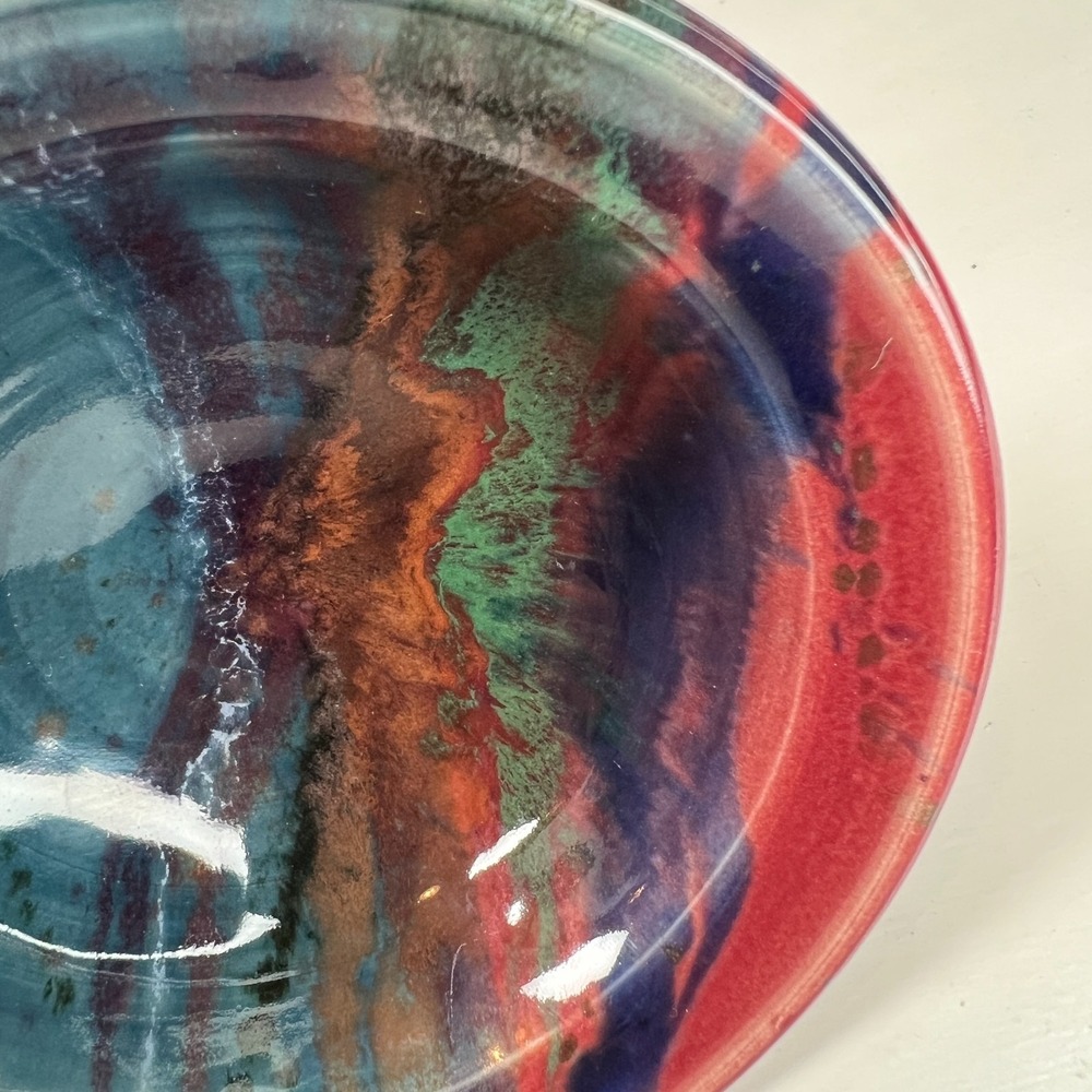 Studio Pottery Multicolor Drip Glaze Bowl Art Pottery 6 in - Picture 2 of 6